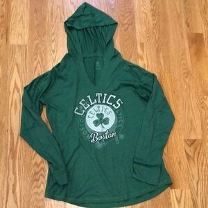 Adidas Celtics. Long sleeve hooded shirt. Size large.
